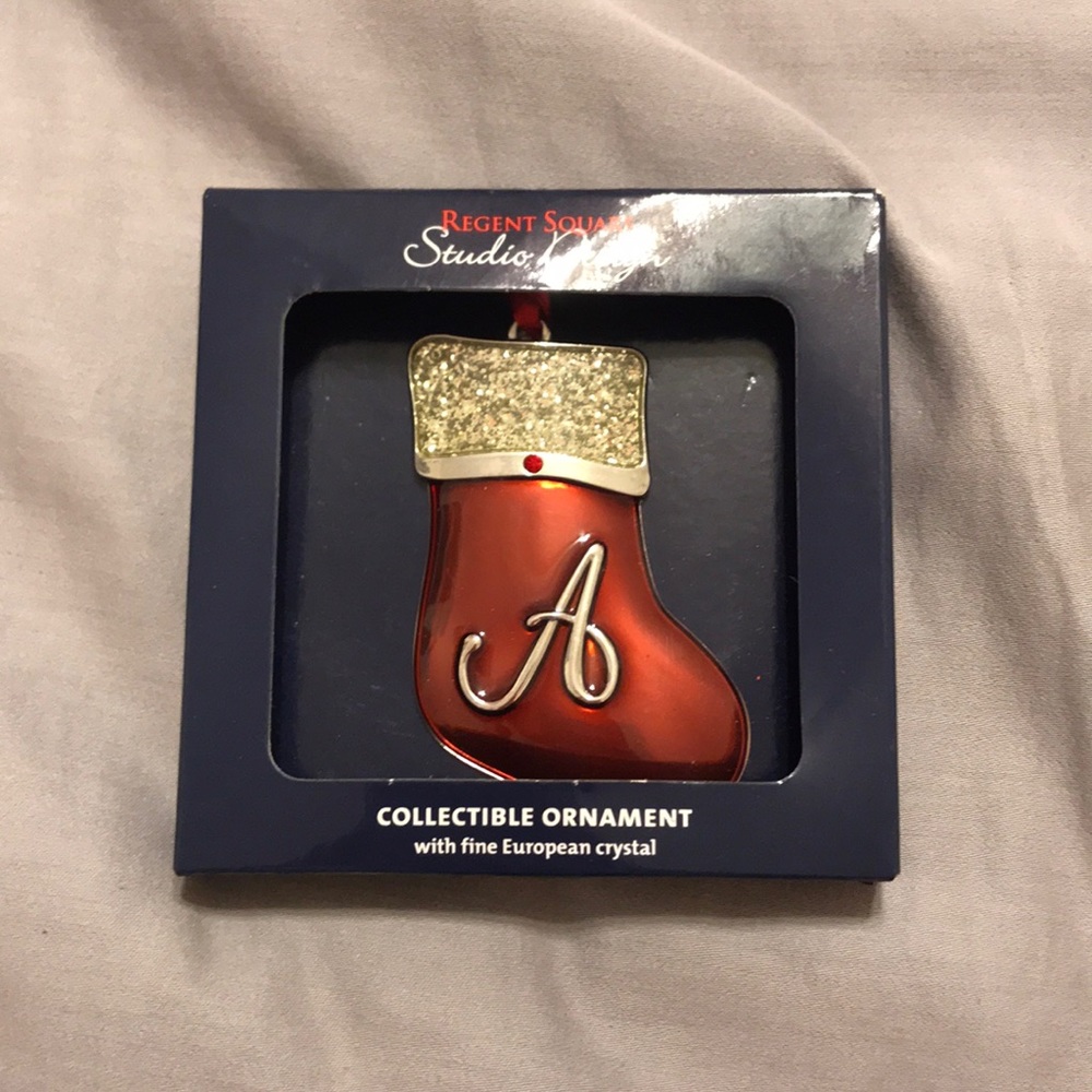 Christmas stocking ornament with “A” initial